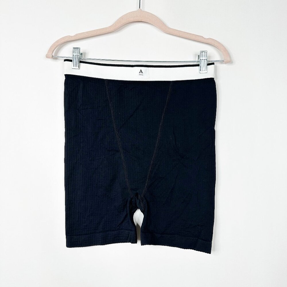 2/$30 NWT Anthropologie Knitted Boxer Shorts Black Noir L/ XL #A0011